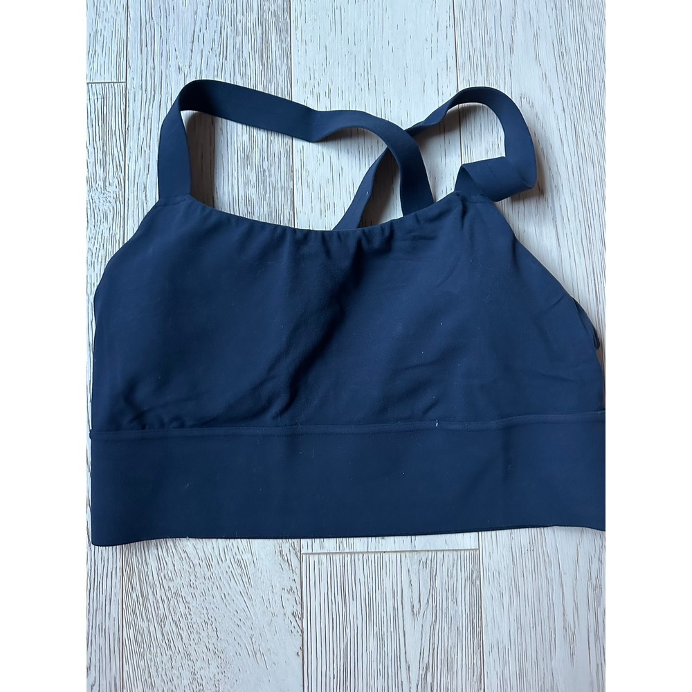 Athleta Womens Navy Blue Crisscross Strappy Sports Bra Size M Medium Yoga Gym